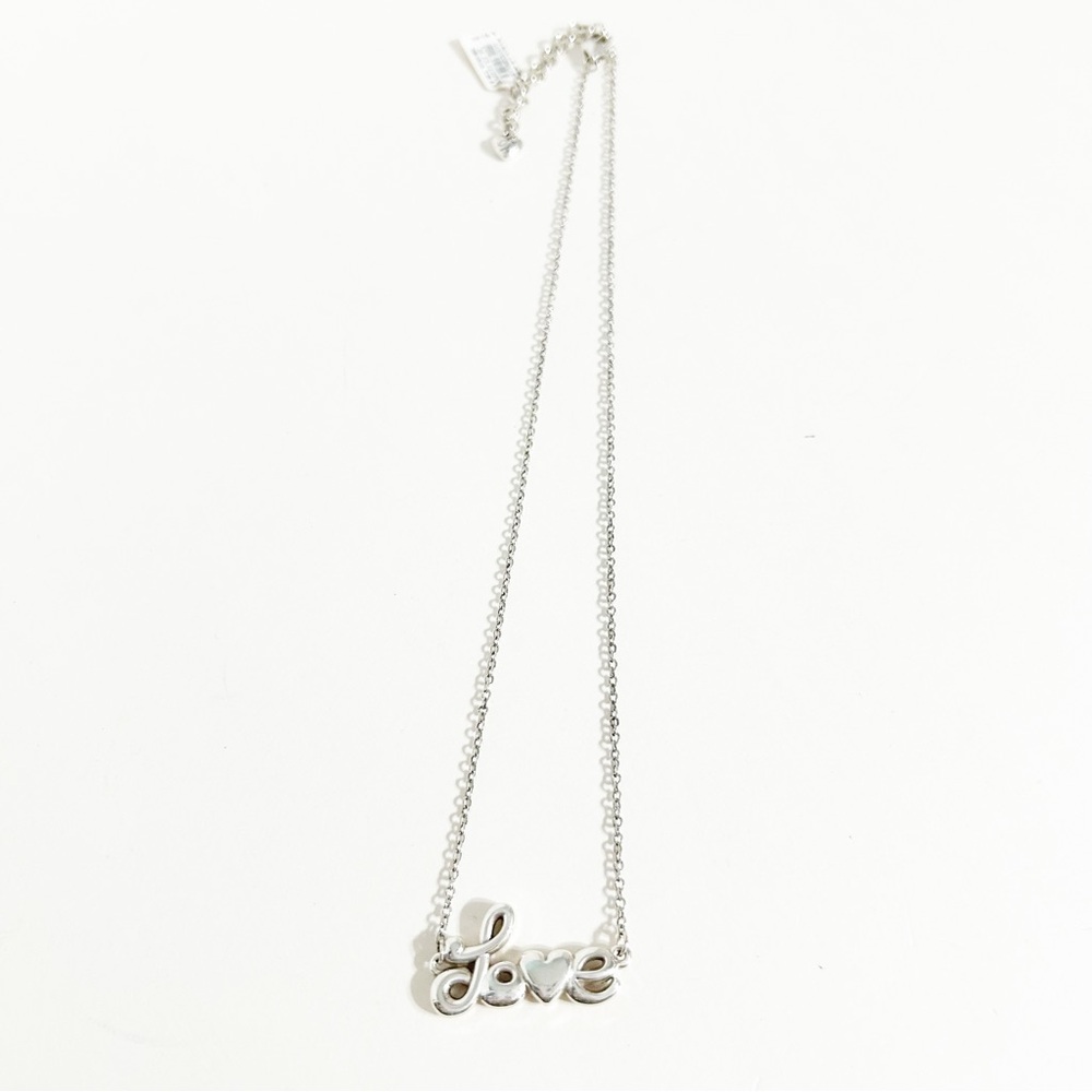 NWT Brighton "Love is All You Need" Silver-“Love” Script Heart Pendant Necklace